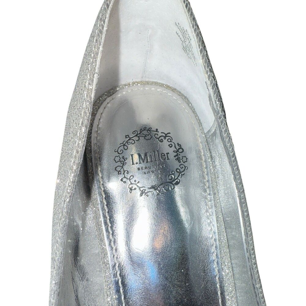 I MILLER Women’s Sparkly Silver Stiletto Peep Toe Pump Size 8.5 - Picture 6 of 8